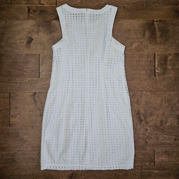 Banana Republic Factory Eyelet Shift Sleeveless Dress Women's Size 4 White - Picture 2 of 6